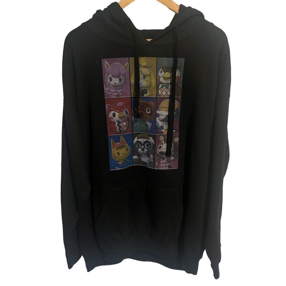 ZUNI Nintendo Animal Crossing Black Pull Over Hoodie Jacket, Adult Size XL